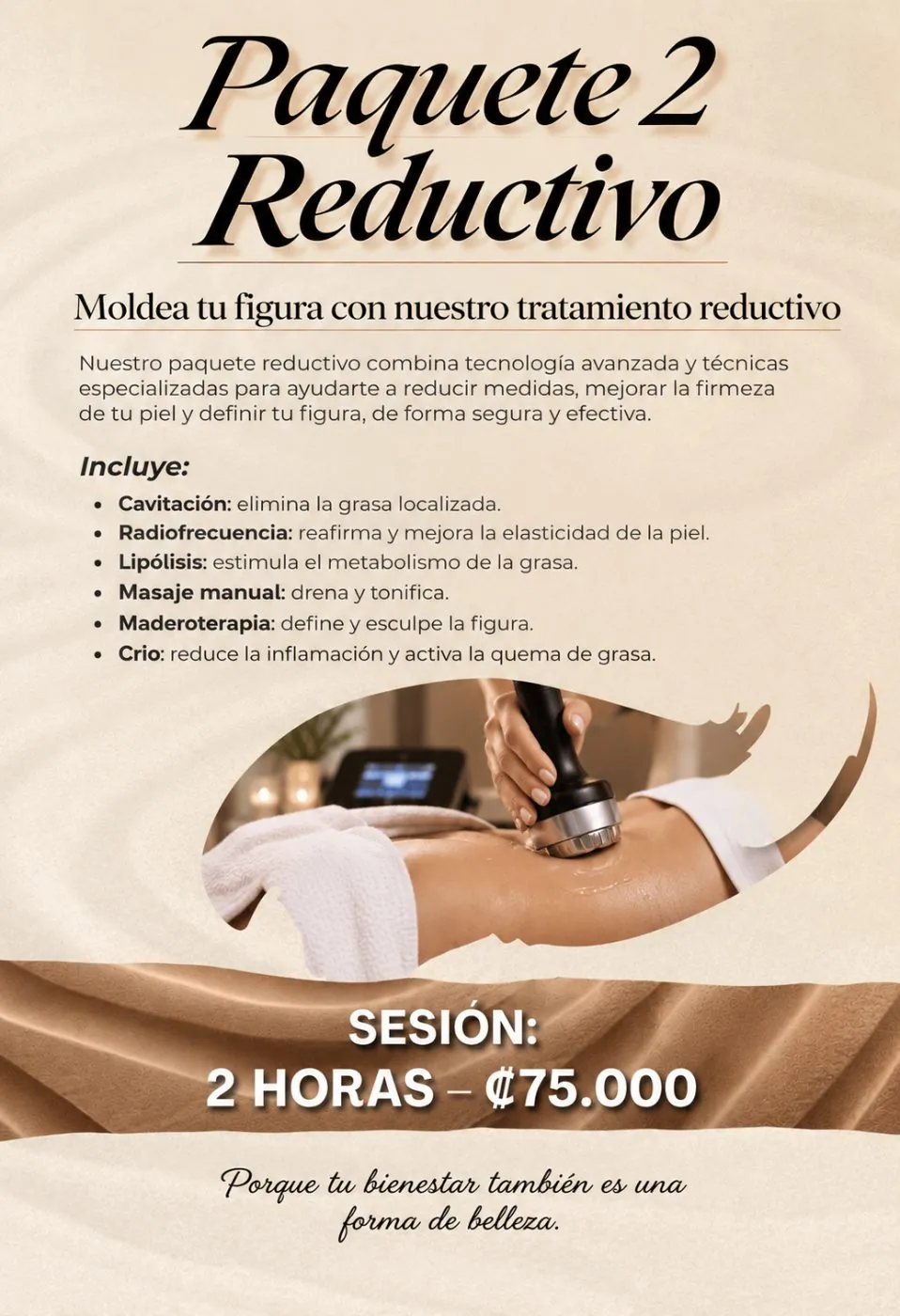 Cartel de paquete de servicios del spa