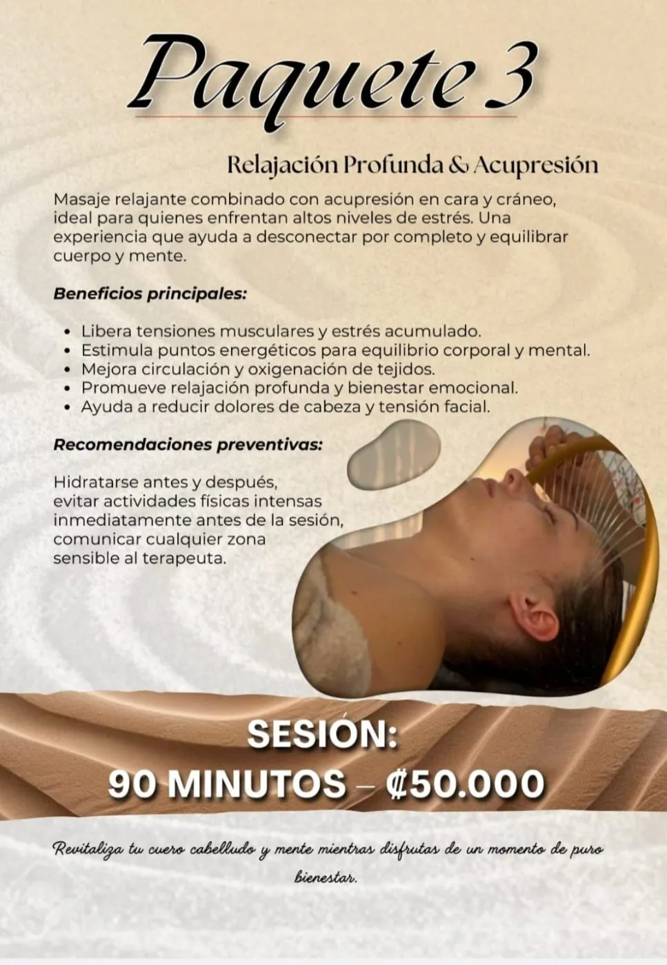 Cartel de paquete de servicios del spa