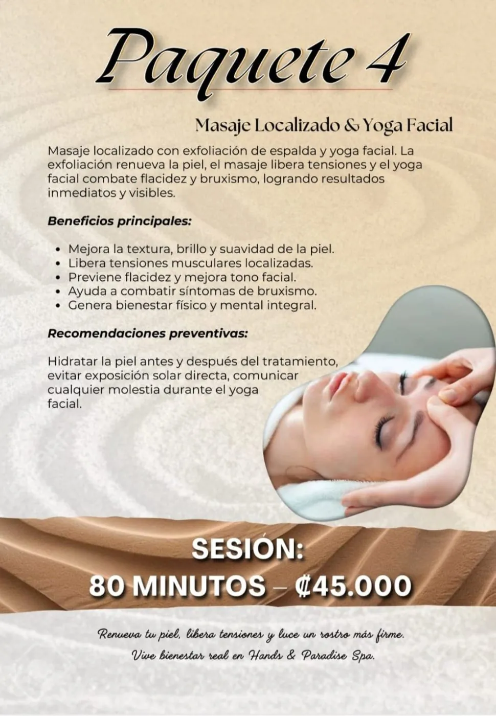 Cartel de paquete de servicios del spa